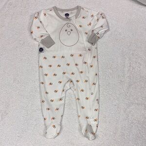 Nested Bean zen footie White Gray Footie with Orange Accents weighted unisex 3/6